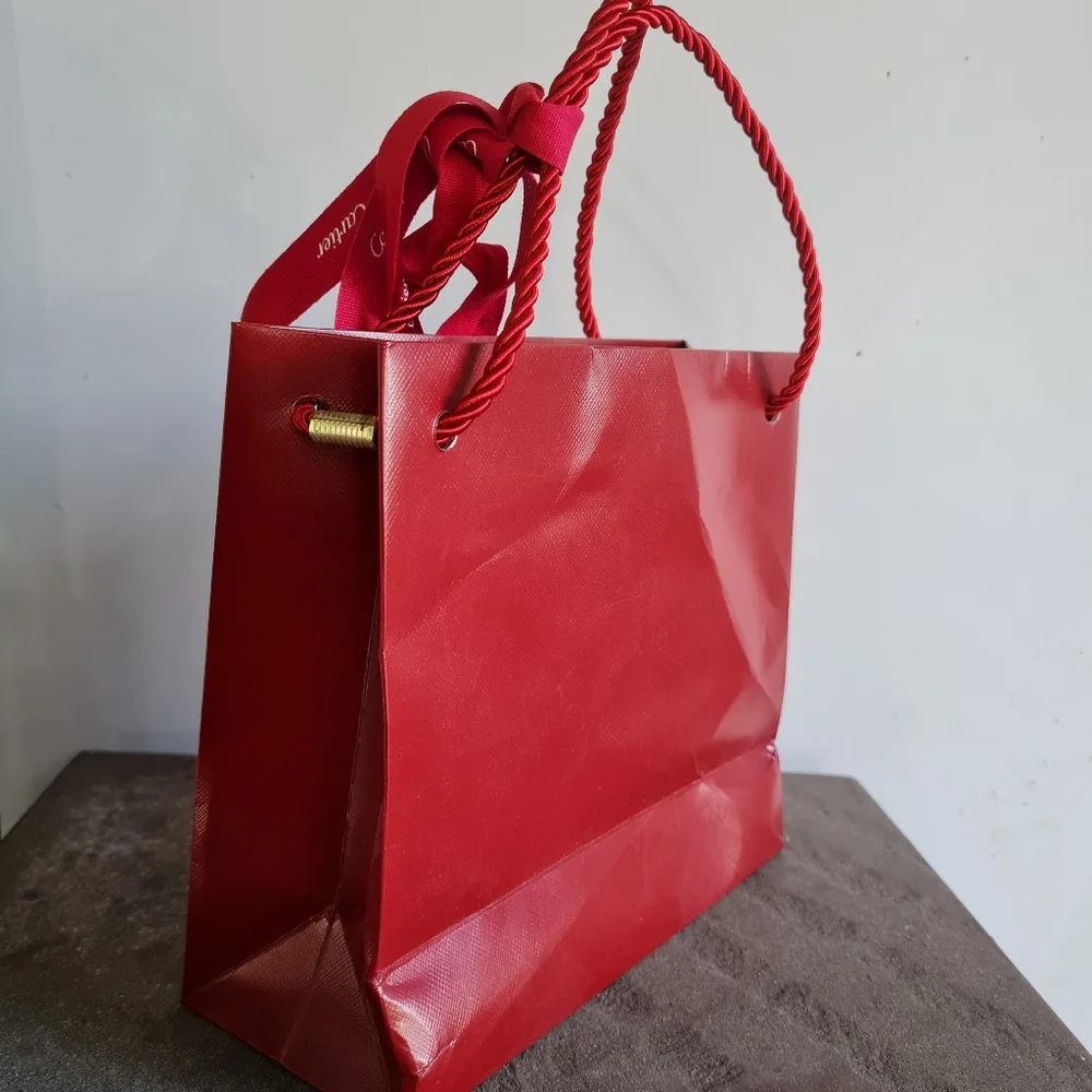 CARTIER fancy red GIFT BAGS with Ribbons - Set of 2 - AUTHENTIC!